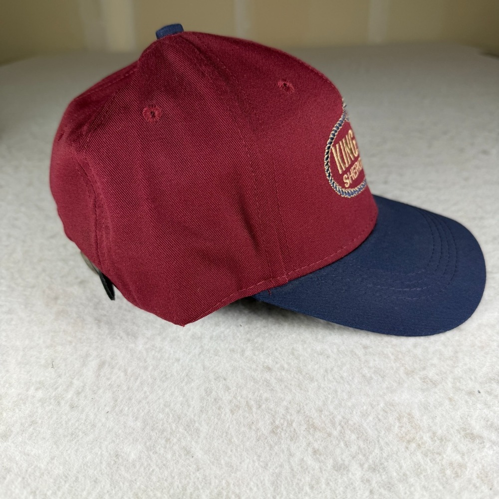 King Ropes Sheridan Wyo Imperial Hat Maroon Navy Blue Leather Strapback USA Made - Picture 5 of 7